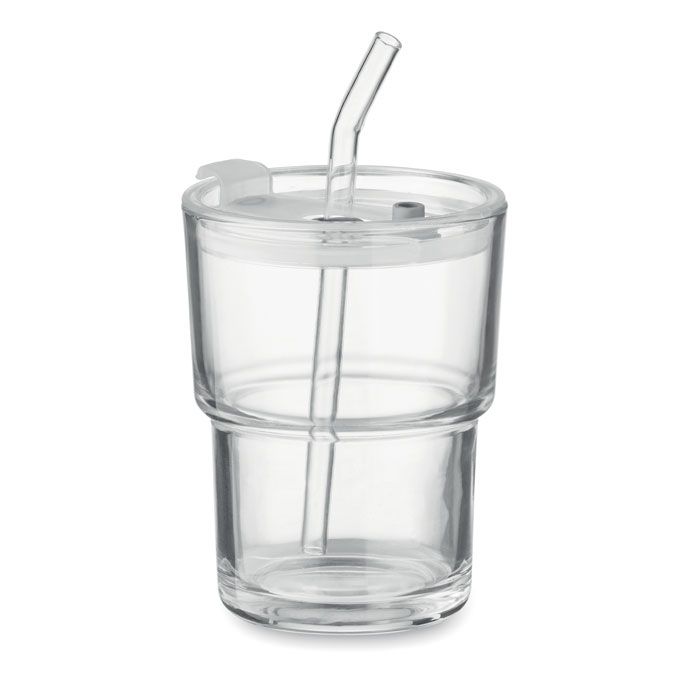 SIP. Pahar de sticlă cu pai, 400 ml
