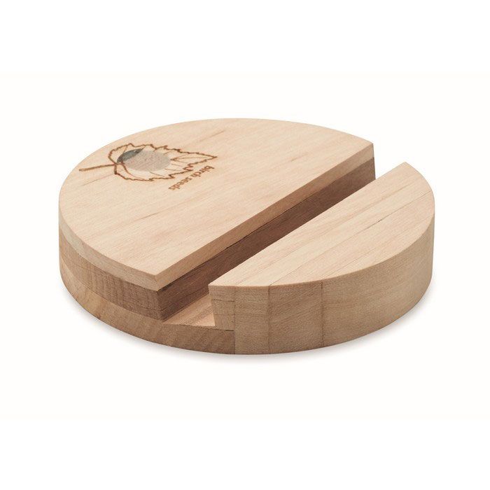 GROW ROUND STAND. Suport pentru telefon din lemn de mesteacăn