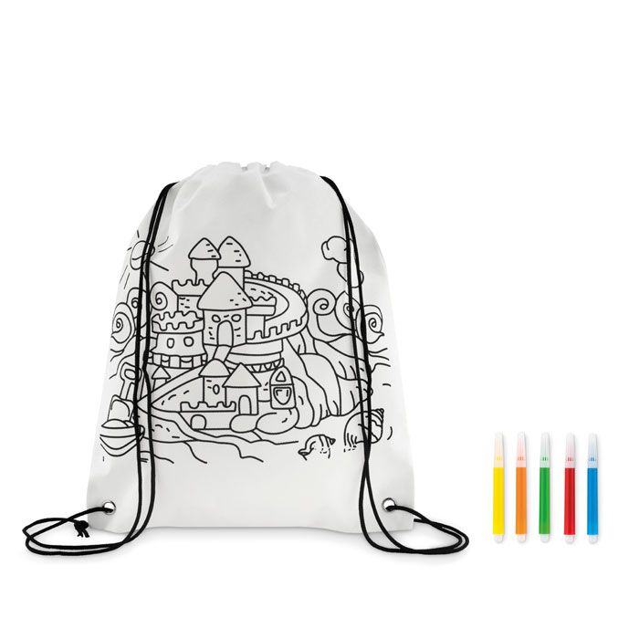 CARRYDRAW. Geantă pentru copii din material nețesut, cu pixuri
