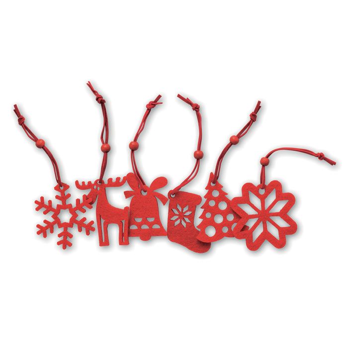 ROUGE. Set de 6 decorațiuni de brad din pâslă