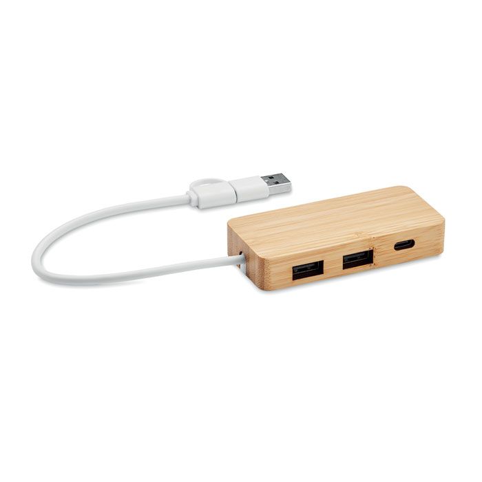 HUBBAM. Hub USB din bambus cu 3 porturi