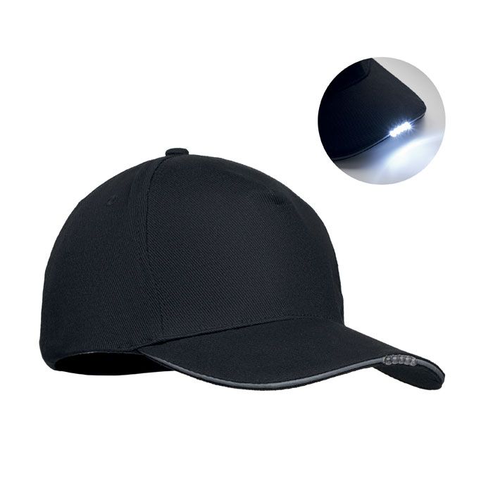 LUZCAP. Șapcă din bumbac cu 5 panouri LED, 220 g/m²