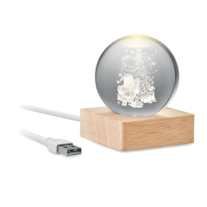 SANTA LIGHT. Glob de sticlă cu LED-uri de Crăciun